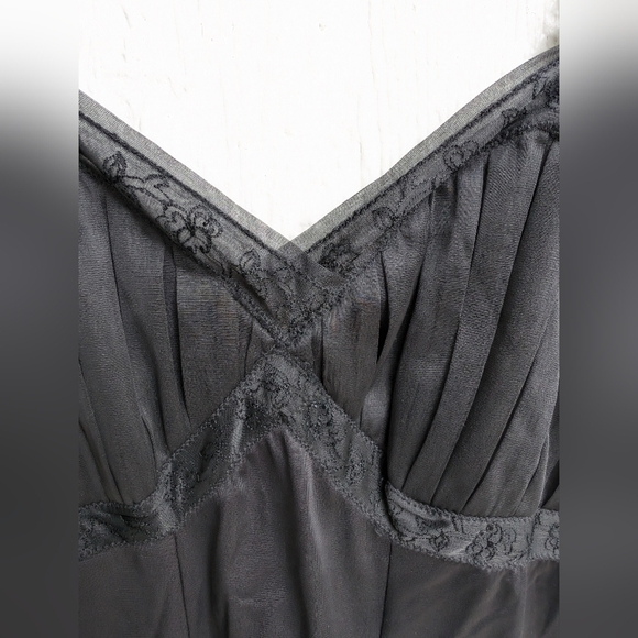 Vintage 60s Rogers Black Lace Slip Nightgown Lingerie Dress 34 Tall - Picture 4 of 9